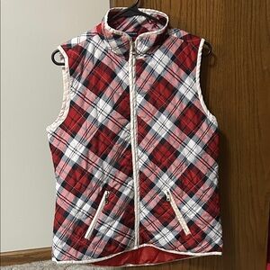 Northcrest Red and White Plaid Vest